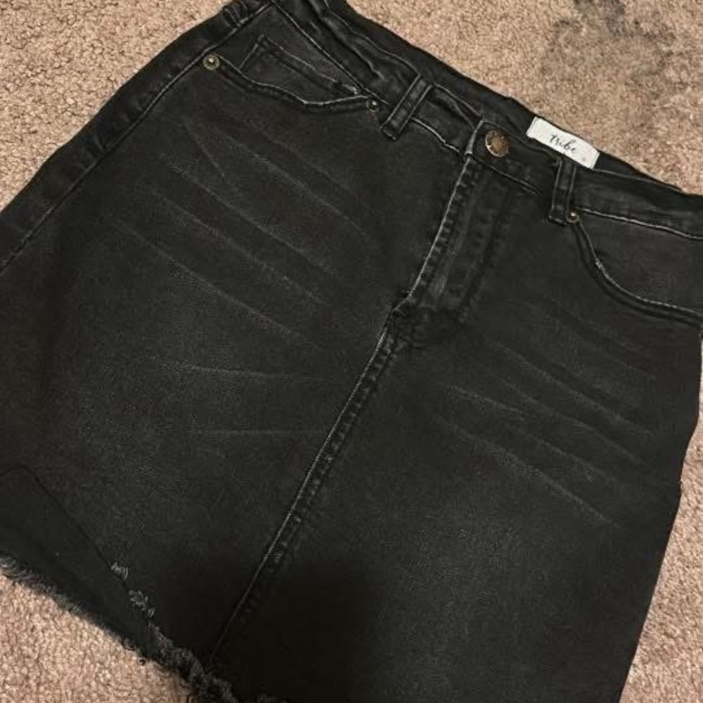 Black Denim Mini Skirt